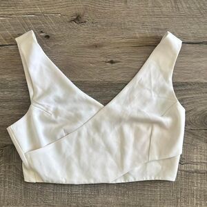BCBG White Cross Front Crop Tank Top with Zipper Women’s XS